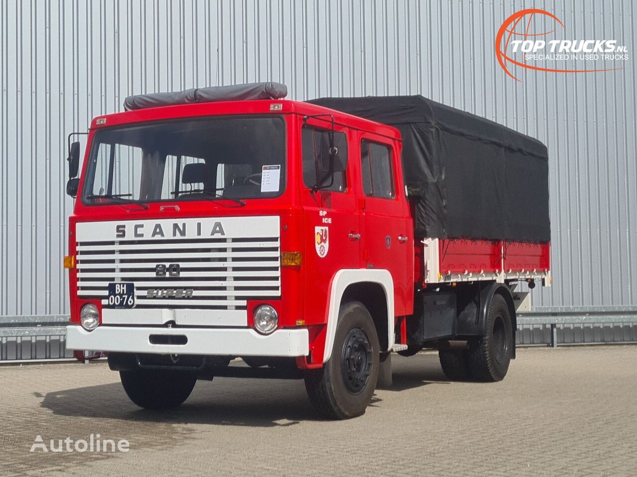 камион со завеса Scania 80 Super Crewcab, Doppelcabine, Intercooler, Oldtimer, Good Cond