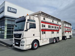 камион за превоз на животни MAN TGX 26.500 2 étages bovins + приколка за превоз на животни